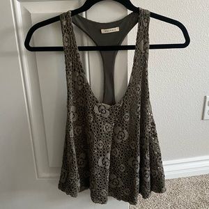 Phanuel lace floral racerback tank top size Small